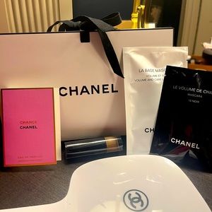 Chanel travel size beauty with limited edition storage box with velvet ribbon.